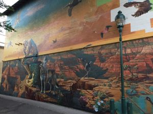 The beautiful mural on the side of the Orpheum Theater in Flagstaff, Az.